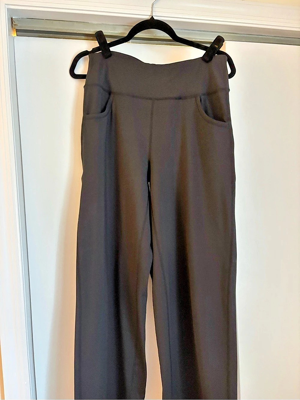 PROMOVER Wide Leg Yoga Pants with Pockets Black Medium